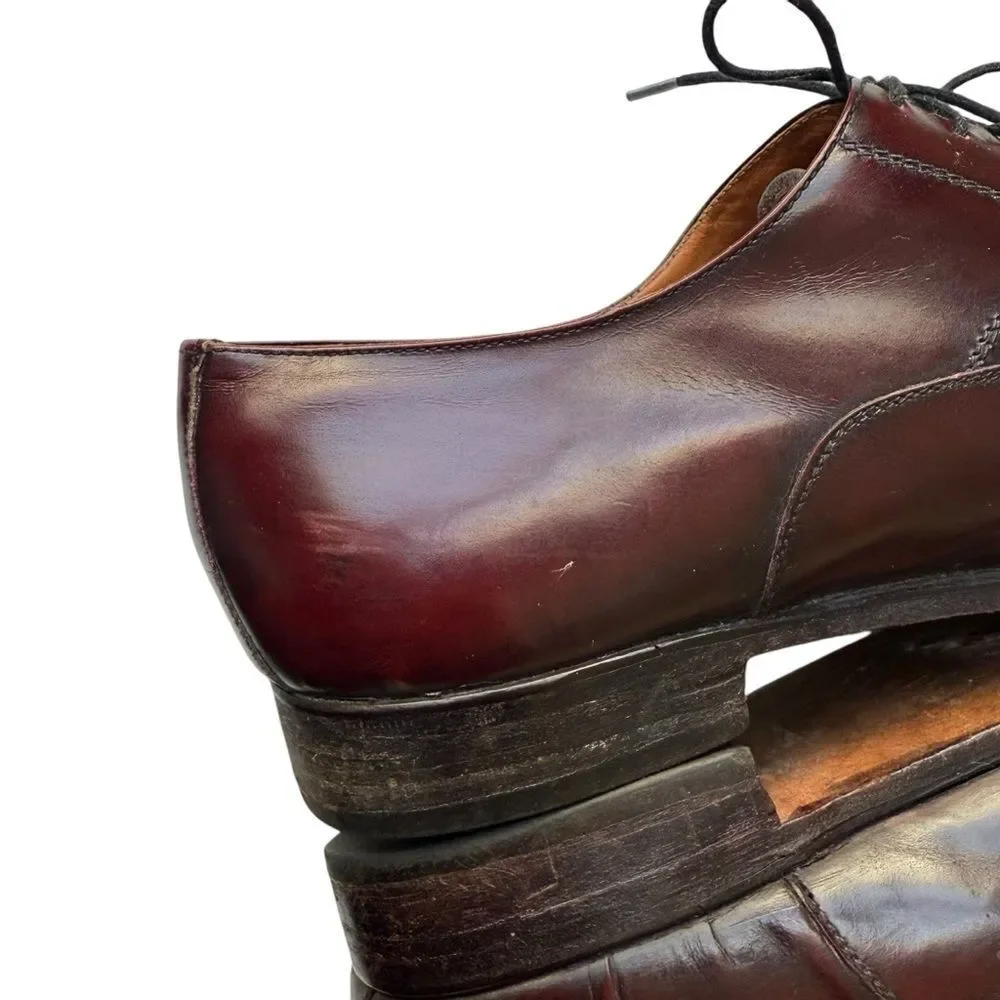 Leather Cap Toe Lace Up Oxford Dress Shoe Men’s Size 10 D Bordeaux Made in Italy